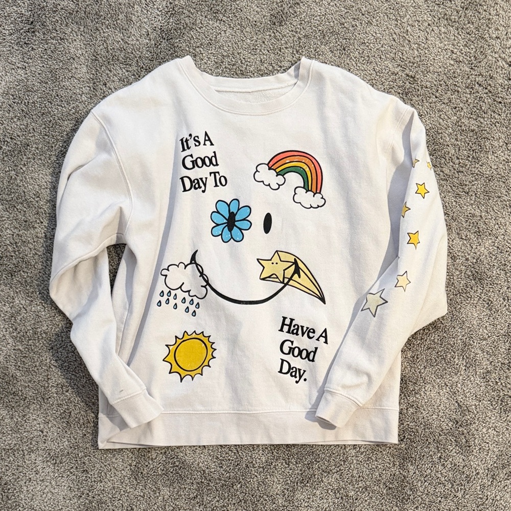 Adult Graphic Sweatshirt - White with Colorful Print